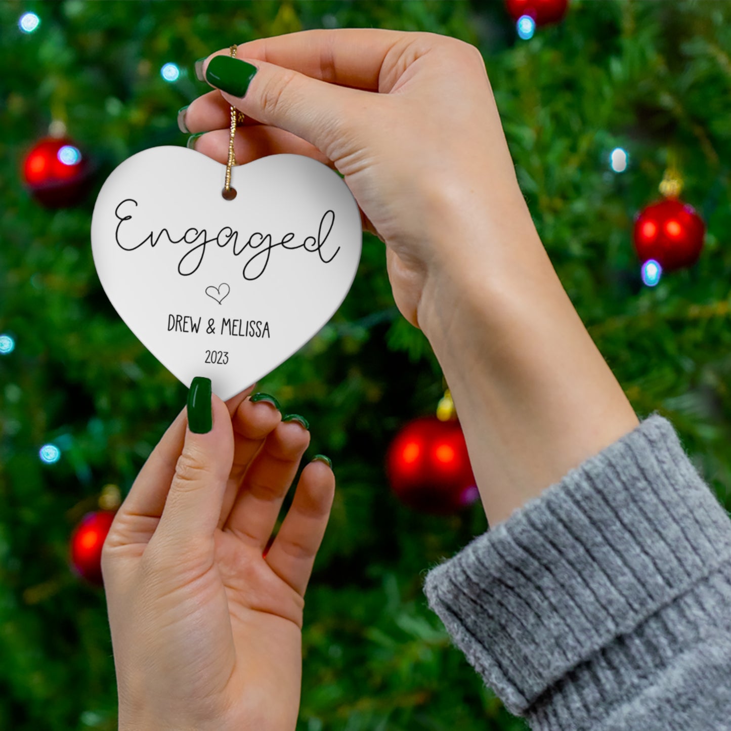 Personalized Engagement Ornament | Ceramic Heart