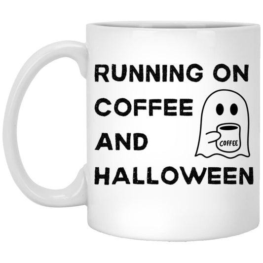 Running On Coffee And Halloween White Mug