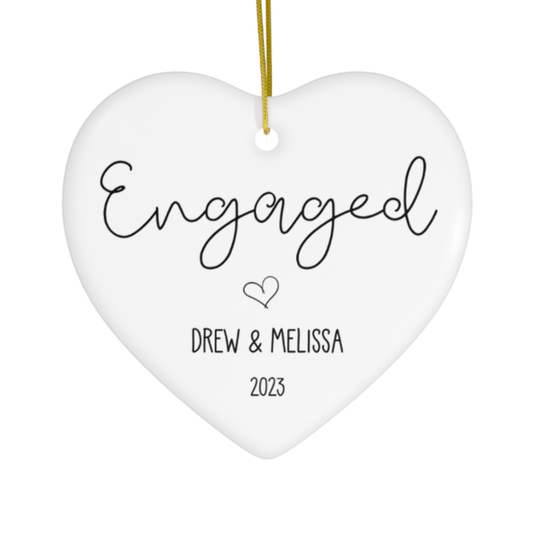 Personalized Engagement Ornament | Ceramic Heart