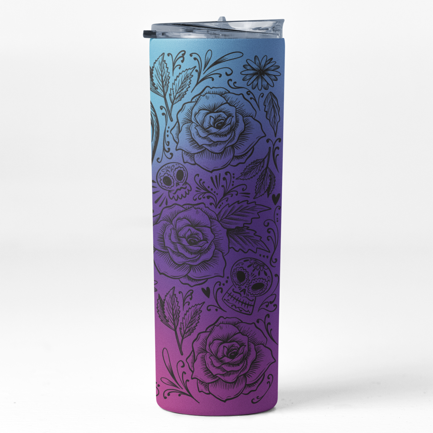 Personalized Sugar Skull Skinny Tumbler | 20 oz.