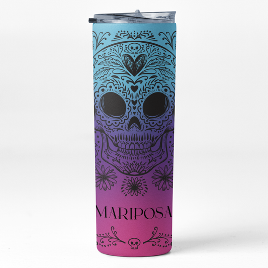 Personalized Sugar Skull Skinny Tumbler | 20 oz.