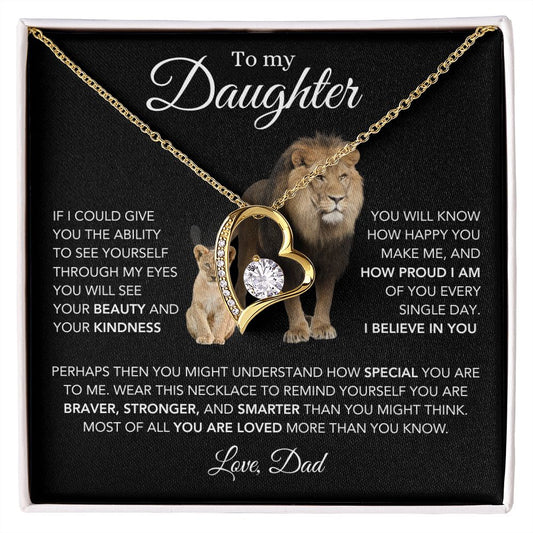 To My Daughter - Love Dad | Forever Love Necklace | Lion and Cub Card