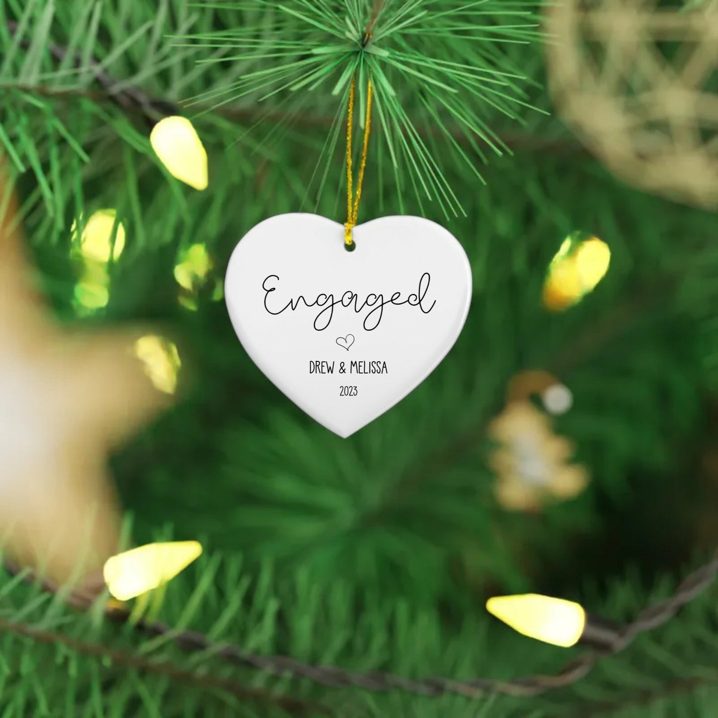 Personalized Engagement Ornament | Ceramic Heart