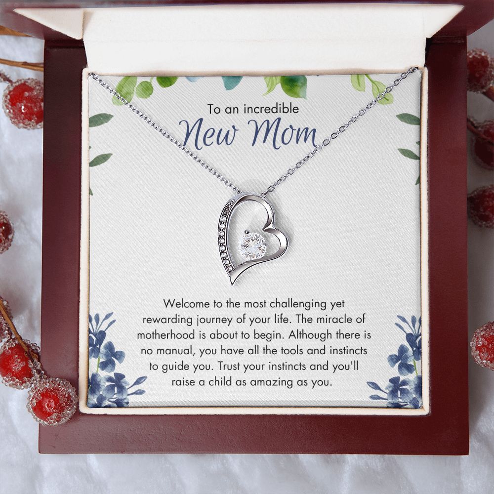 To New Mom | Forever Love Necklace | Blue Floral Card