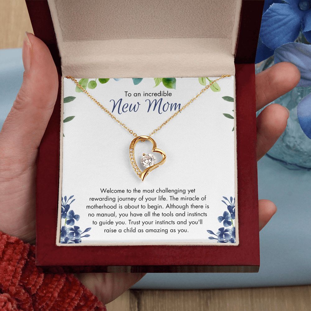 To New Mom | Forever Love Necklace | Blue Floral Card