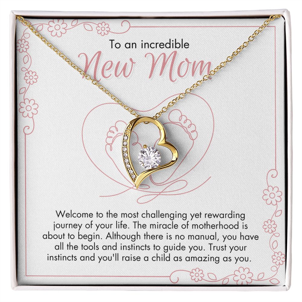 To New Mom | Forever Love Necklace | Pink Illustration Card
