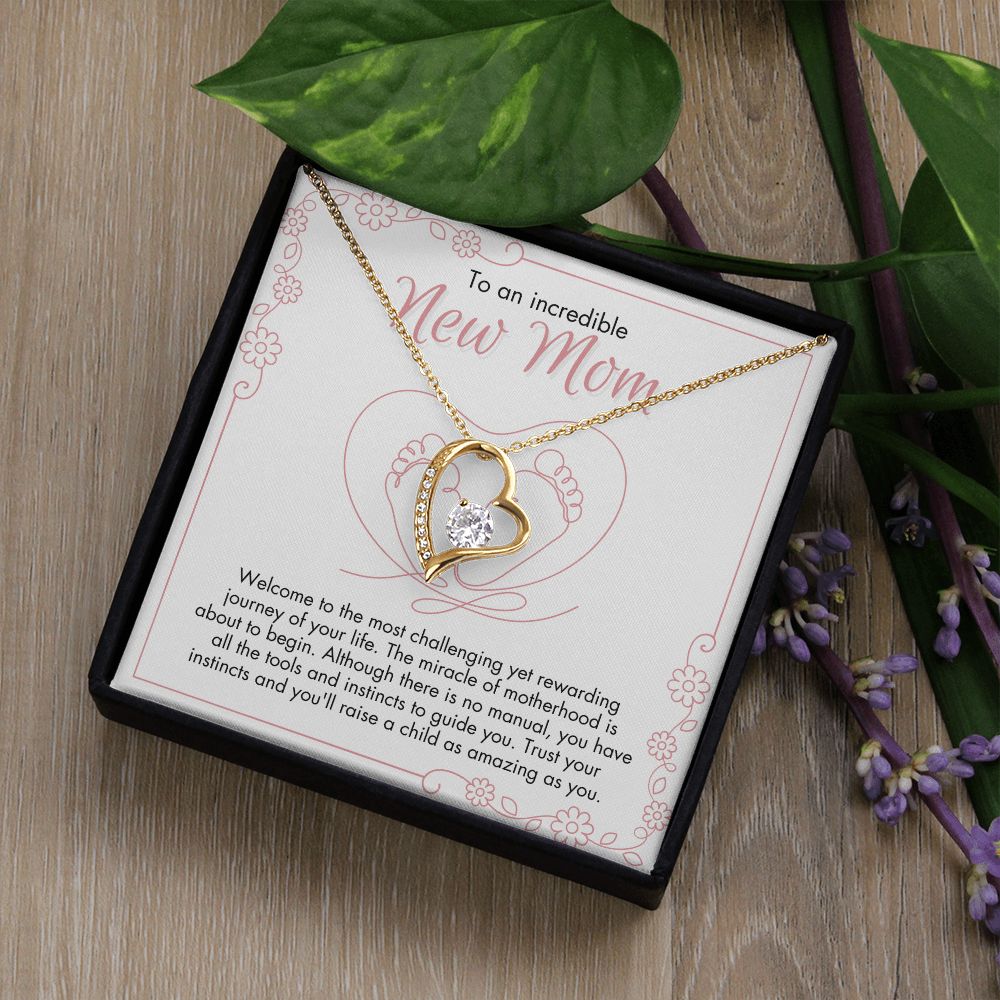 To New Mom | Forever Love Necklace | Pink Illustration Card
